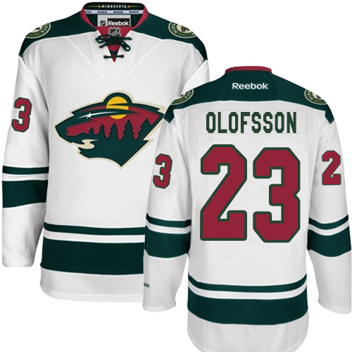 Youth Reebok Minnesota Wild #23 Gustav Olofsson Authentic White Away NHL Jersey
