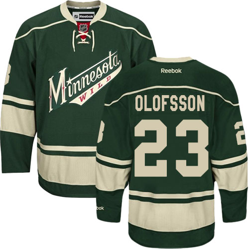 Women's Reebok Minnesota Wild #23 Gustav Olofsson Premier Green Third NHL Jersey