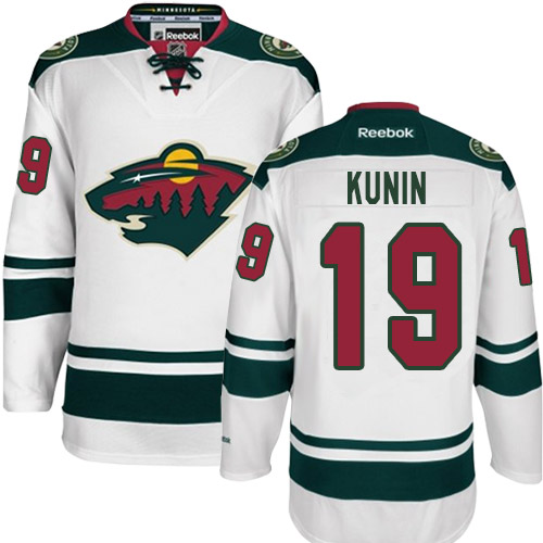 Men's Reebok Minnesota Wild #19 Luke Kunin Authentic White Away NHL Jersey