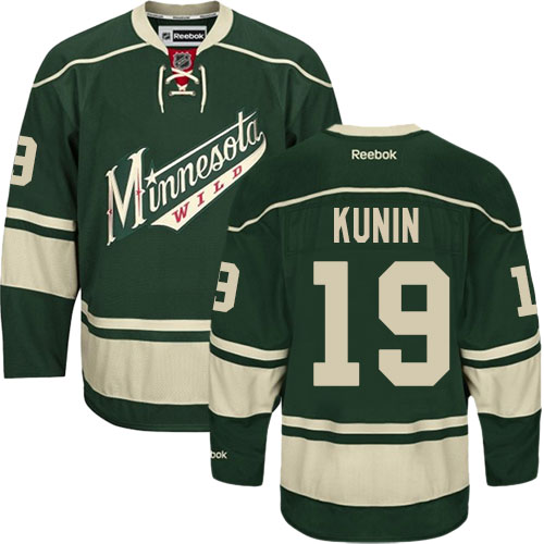 Men's Reebok Minnesota Wild #19 Luke Kunin Premier Green Third NHL Jersey