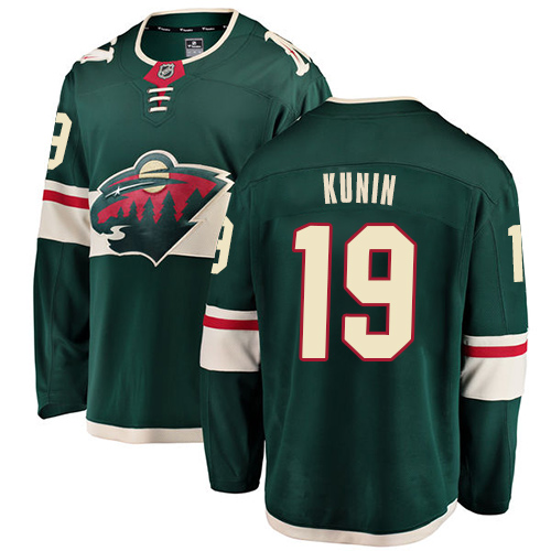 Men's Minnesota Wild #19 Luke Kunin Authentic Green Home Fanatics Branded Breakaway NHL Jersey