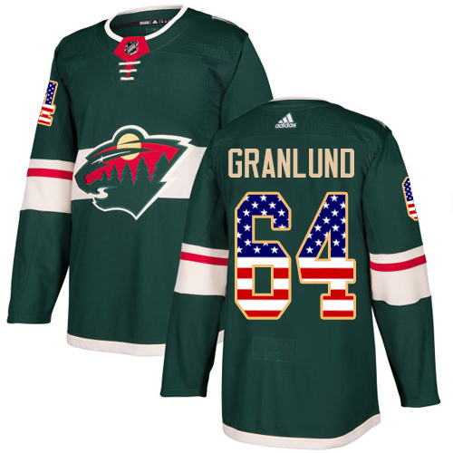 Youth Adidas Minnesota Wild #64 Mikael Granlund Authentic Green USA Flag Fashion NHL Jersey