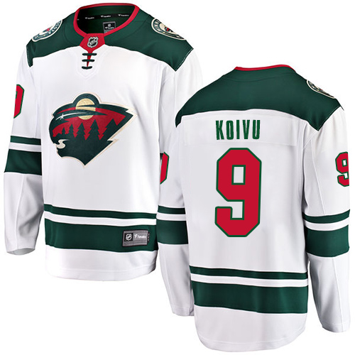 Youth Minnesota Wild #9 Mikko Koivu Authentic White Away Fanatics Branded Breakaway NHL Jersey