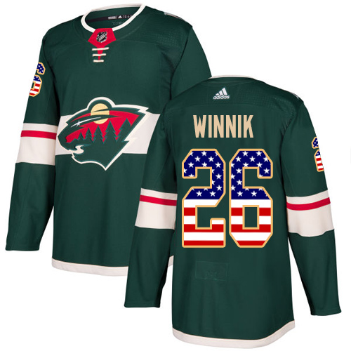 Men's Adidas Minnesota Wild #26 Daniel Winnik Authentic Green USA Flag Fashion NHL Jersey