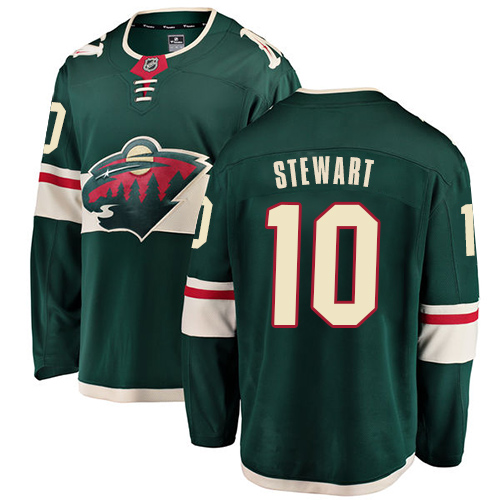 Men's Minnesota Wild #10 Chris Stewart Authentic Green Home Fanatics Branded Breakaway NHL Jersey