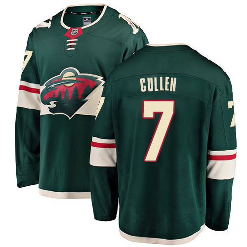 Men's Minnesota Wild #7 Matt Cullen Authentic Green Home Fanatics Branded Breakaway NHL Jersey