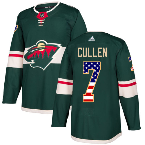 Men's Adidas Minnesota Wild #7 Matt Cullen Authentic Green USA Flag Fashion NHL Jersey