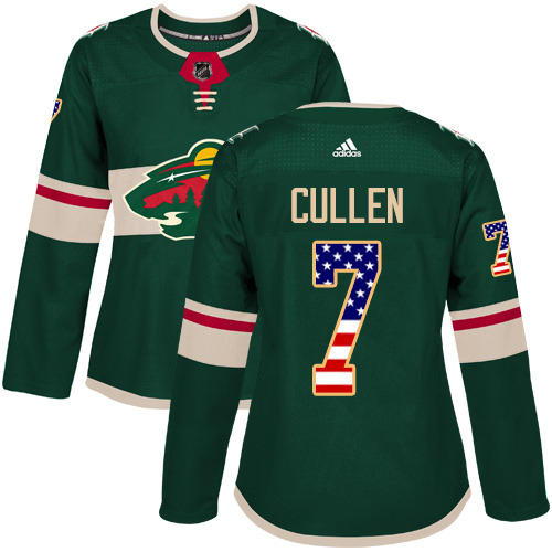 Women's Adidas Minnesota Wild #7 Matt Cullen Authentic Green USA Flag Fashion NHL Jersey