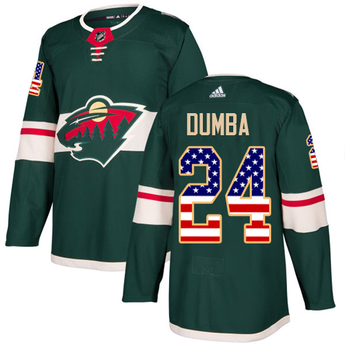 Men's Adidas Minnesota Wild #24 Matt Dumba Authentic Green USA Flag Fashion NHL Jersey