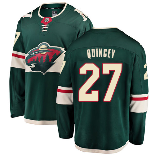 Youth Minnesota Wild #27 Kyle Quincey Authentic Green Home Fanatics Branded Breakaway NHL Jersey