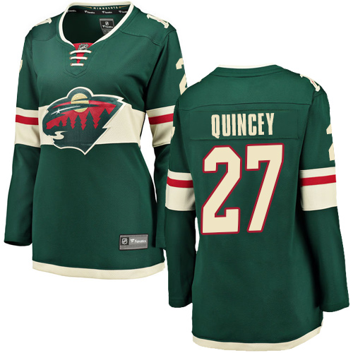 Women's Minnesota Wild #27 Kyle Quincey Authentic Green Home Fanatics Branded Breakaway NHL Jersey