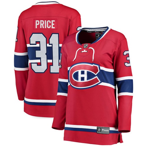 Women's Montreal Canadiens #31 Carey Price Authentic Red Home Fanatics Branded Breakaway NHL Jersey