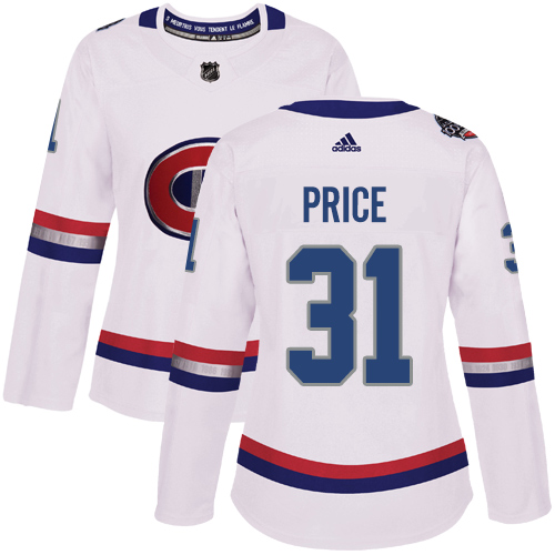 Women's Adidas Montreal Canadiens #31 Carey Price Authentic White 2017 100 Classic NHL Jersey
