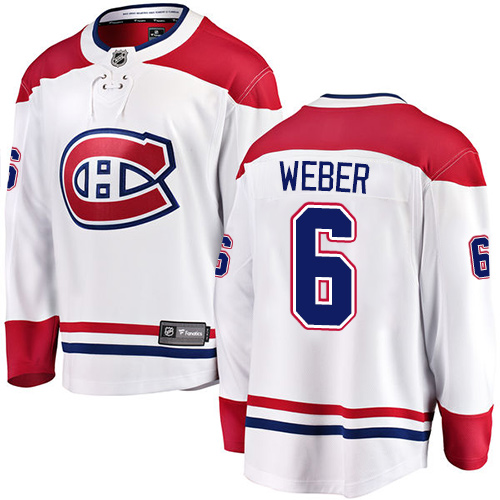 Youth Montreal Canadiens #6 Shea Weber Authentic White Away Fanatics Branded Breakaway NHL Jersey