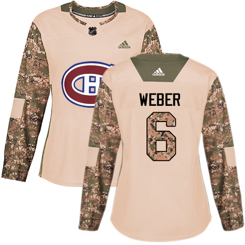 Women's Adidas Montreal Canadiens #6 Shea Weber Authentic Camo Veterans Day Practice NHL Jersey