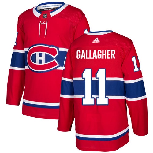 Men's Adidas Montreal Canadiens #11 Brendan Gallagher Authentic Red Home NHL Jersey