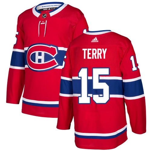 Men's Adidas Montreal Canadiens #15 Chris Terry Authentic Red Home NHL Jersey