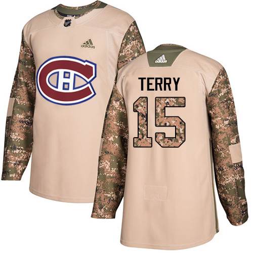Men's Adidas Montreal Canadiens #15 Chris Terry Authentic Camo Veterans Day Practice NHL Jersey