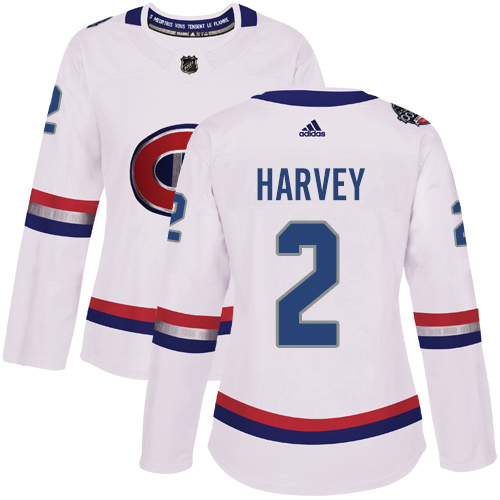 Women's Adidas Montreal Canadiens #2 Doug Harvey Authentic White 2017 100 Classic NHL Jersey