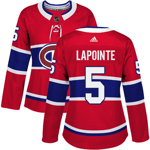Women's Adidas Montreal Canadiens #5 Guy Lapointe Premier Red Home NHL Jersey