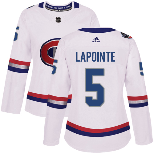 Women's Adidas Montreal Canadiens #5 Guy Lapointe Authentic White 2017 100 Classic NHL Jersey