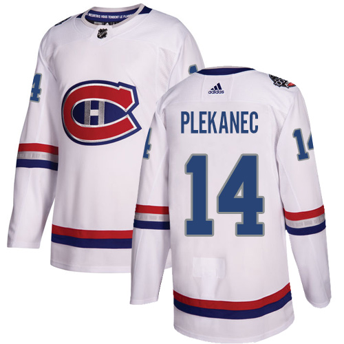 Youth Adidas Montreal Canadiens #14 Tomas Plekanec Authentic White 2017 100 Classic NHL Jersey