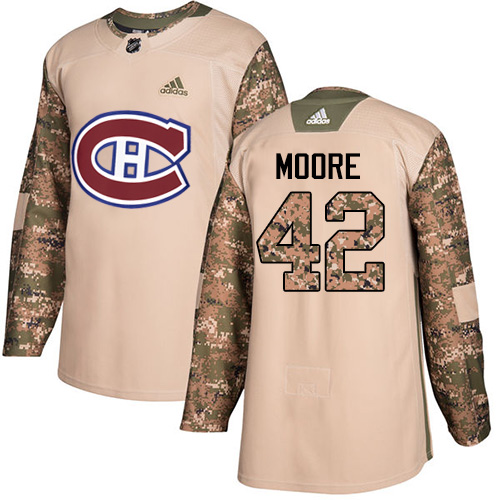 Youth Adidas Montreal Canadiens #42 Dominic Moore Authentic Camo Veterans Day Practice NHL Jersey