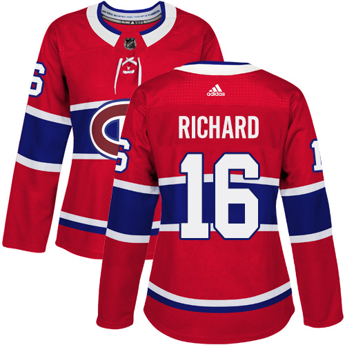 Women's Adidas Montreal Canadiens #16 Henri Richard Authentic Red Home NHL Jersey