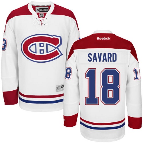 Youth Reebok Montreal Canadiens #18 Serge Savard Authentic White Away NHL Jersey