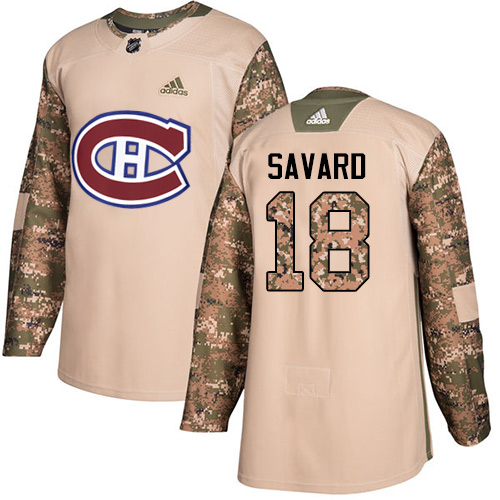 Youth Adidas Montreal Canadiens #18 Serge Savard Authentic Camo Veterans Day Practice NHL Jersey