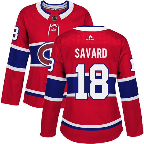 Women's Adidas Montreal Canadiens #18 Serge Savard Authentic Red Home NHL Jersey