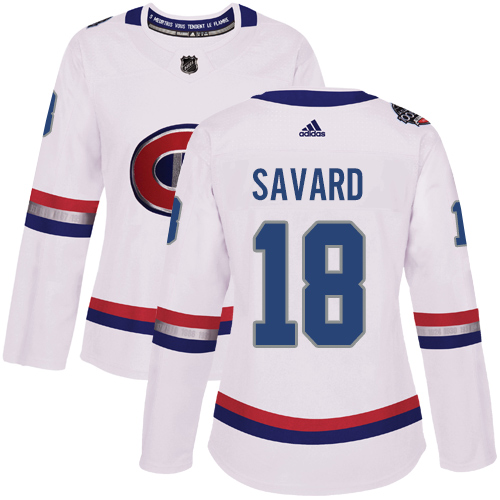 Women's Adidas Montreal Canadiens #18 Serge Savard Authentic White 2017 100 Classic NHL Jersey