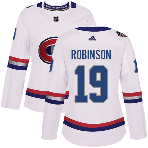 Women's Adidas Montreal Canadiens #19 Larry Robinson Authentic White 2017 100 Classic NHL Jersey
