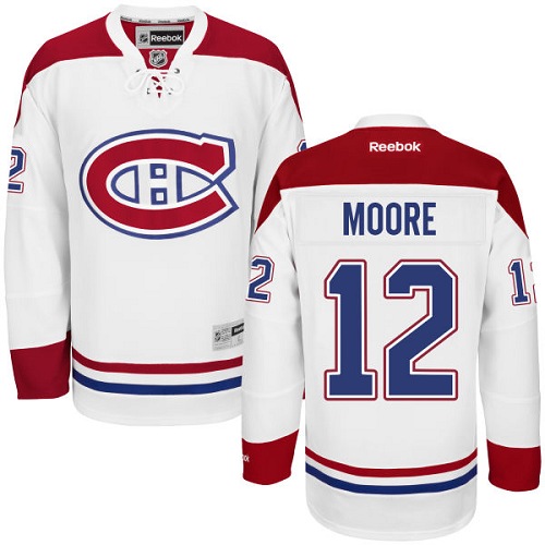 Youth Reebok Montreal Canadiens #12 Dickie Moore Authentic White Away NHL Jersey