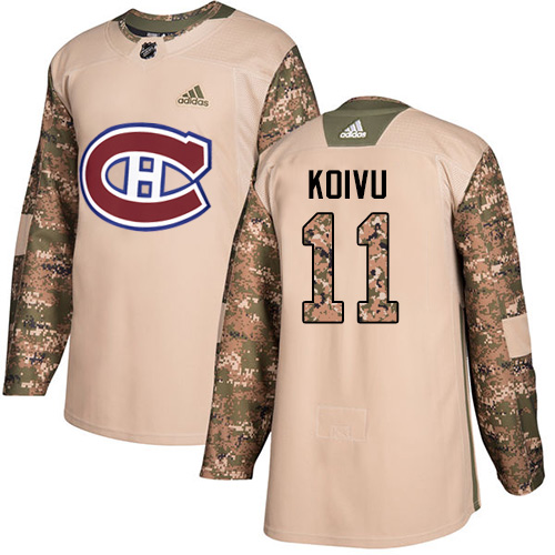 Youth Adidas Montreal Canadiens #11 Saku Koivu Authentic Camo Veterans Day Practice NHL Jersey