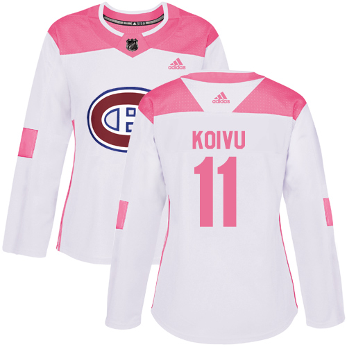 Women's Adidas Montreal Canadiens #11 Saku Koivu Authentic White/Pink Fashion NHL Jersey