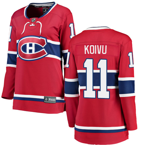 Women's Montreal Canadiens #11 Saku Koivu Authentic Red Home Fanatics Branded Breakaway NHL Jersey