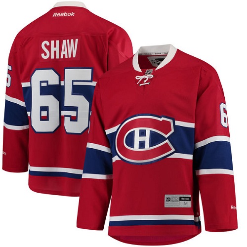 Men's Montreal Canadiens #65 Andrew Shaw Authentic Red Home Fanatics Branded Breakaway NHL Jersey