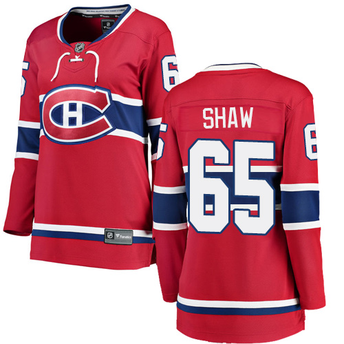 Women's Montreal Canadiens #65 Andrew Shaw Authentic Red Home Fanatics Branded Breakaway NHL Jersey