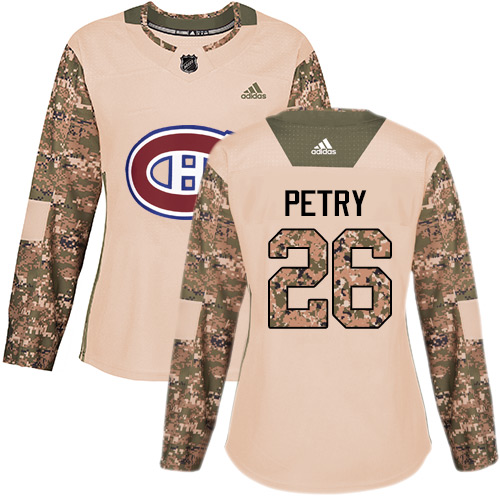 Women's Adidas Montreal Canadiens #26 Jeff Petry Authentic Camo Veterans Day Practice NHL Jersey