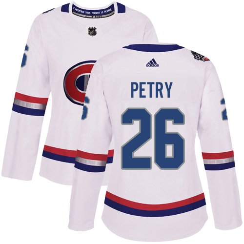 Women's Adidas Montreal Canadiens #26 Jeff Petry Authentic White 2017 100 Classic NHL Jersey