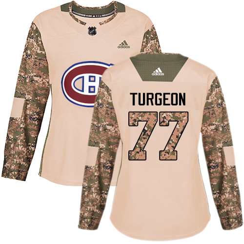 Women's Adidas Montreal Canadiens #77 Pierre Turgeon Authentic Camo Veterans Day Practice NHL Jersey