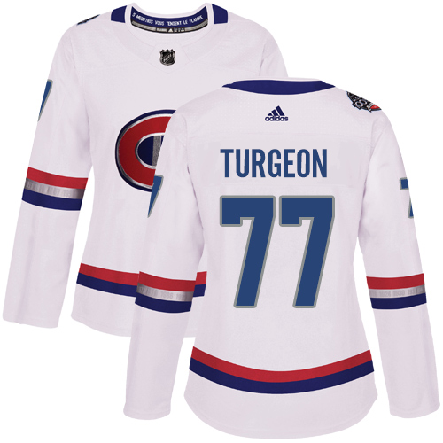 Women's Adidas Montreal Canadiens #77 Pierre Turgeon Authentic White 2017 100 Classic NHL Jersey