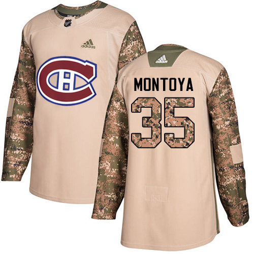 Youth Adidas Montreal Canadiens #35 Al Montoya Authentic Camo Veterans Day Practice NHL Jersey