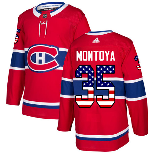 Men's Adidas Montreal Canadiens #35 Al Montoya Authentic Red USA Flag Fashion NHL Jersey