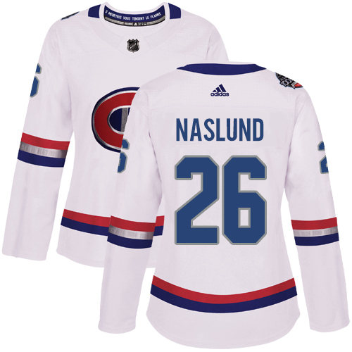 Women's Adidas Montreal Canadiens #26 Mats Naslund Authentic White 2017 100 Classic NHL Jersey