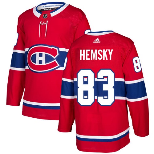 Men's Adidas Montreal Canadiens #83 Ales Hemsky Authentic Red Home NHL Jersey