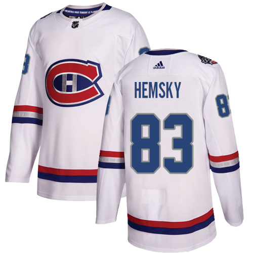 Men's Adidas Montreal Canadiens #83 Ales Hemsky Authentic White 2017 100 Classic NHL Jersey