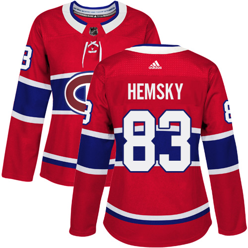 Women's Adidas Montreal Canadiens #83 Ales Hemsky Authentic Red Home NHL Jersey