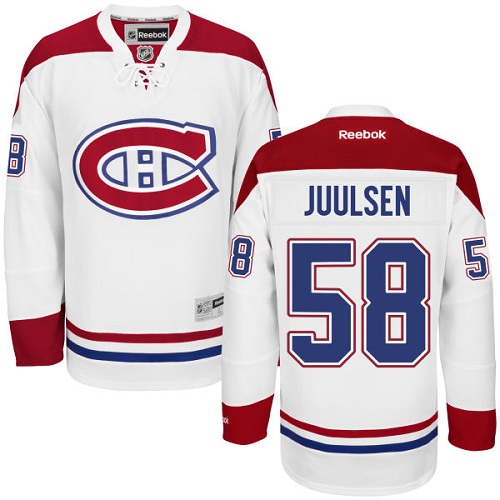 Men's Reebok Montreal Canadiens #58 Noah Juulsen Authentic White Away NHL Jersey
